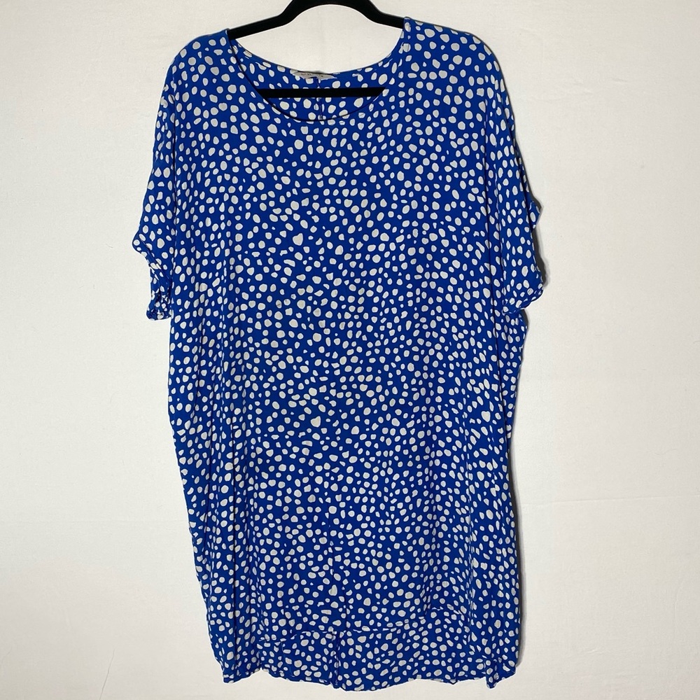 Yours Blue and White Polka Dot Sack Dress 16